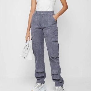 Maniere De Voir - Corduroy Cargo Pants Steel Blue
